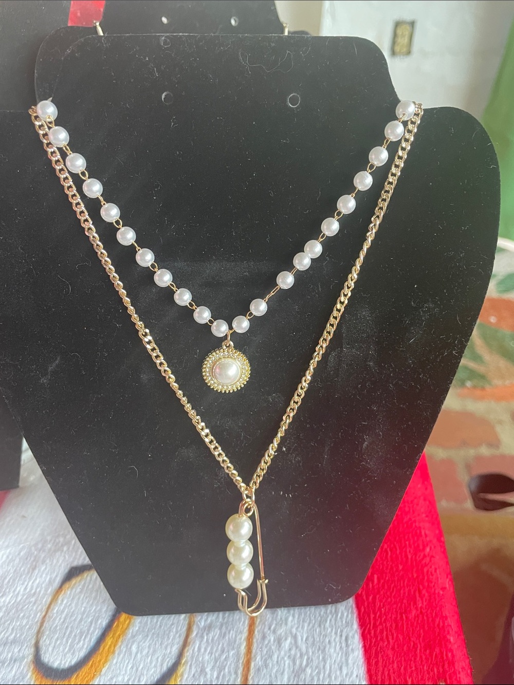 Elegant Gold and Pearl Layered Necklace - Brand NEW